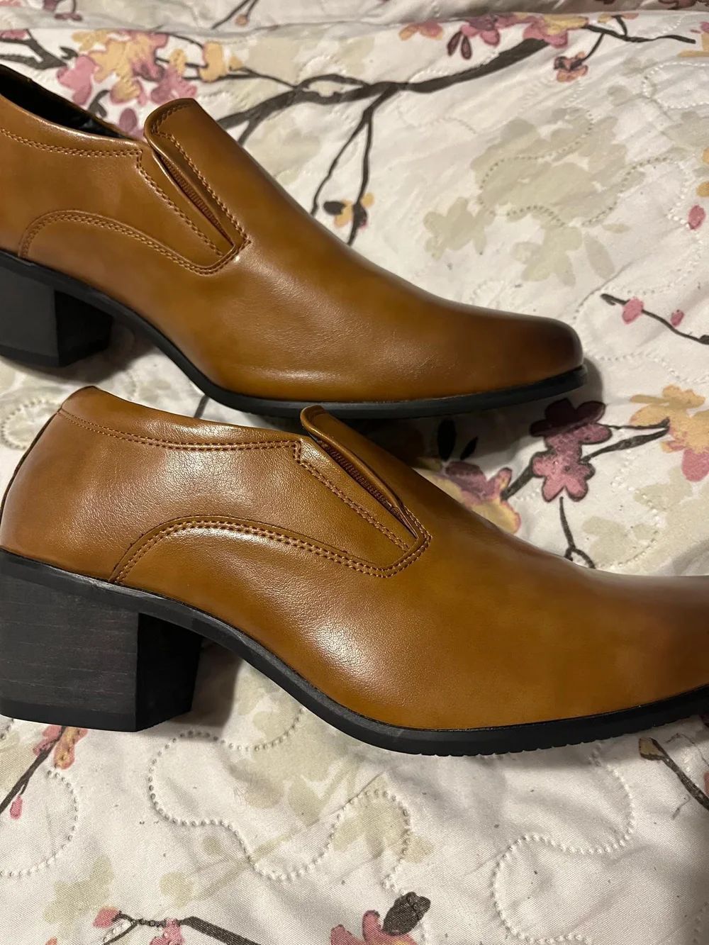 Men's Slip-On Leather Dress Shoes in Cognac Brown